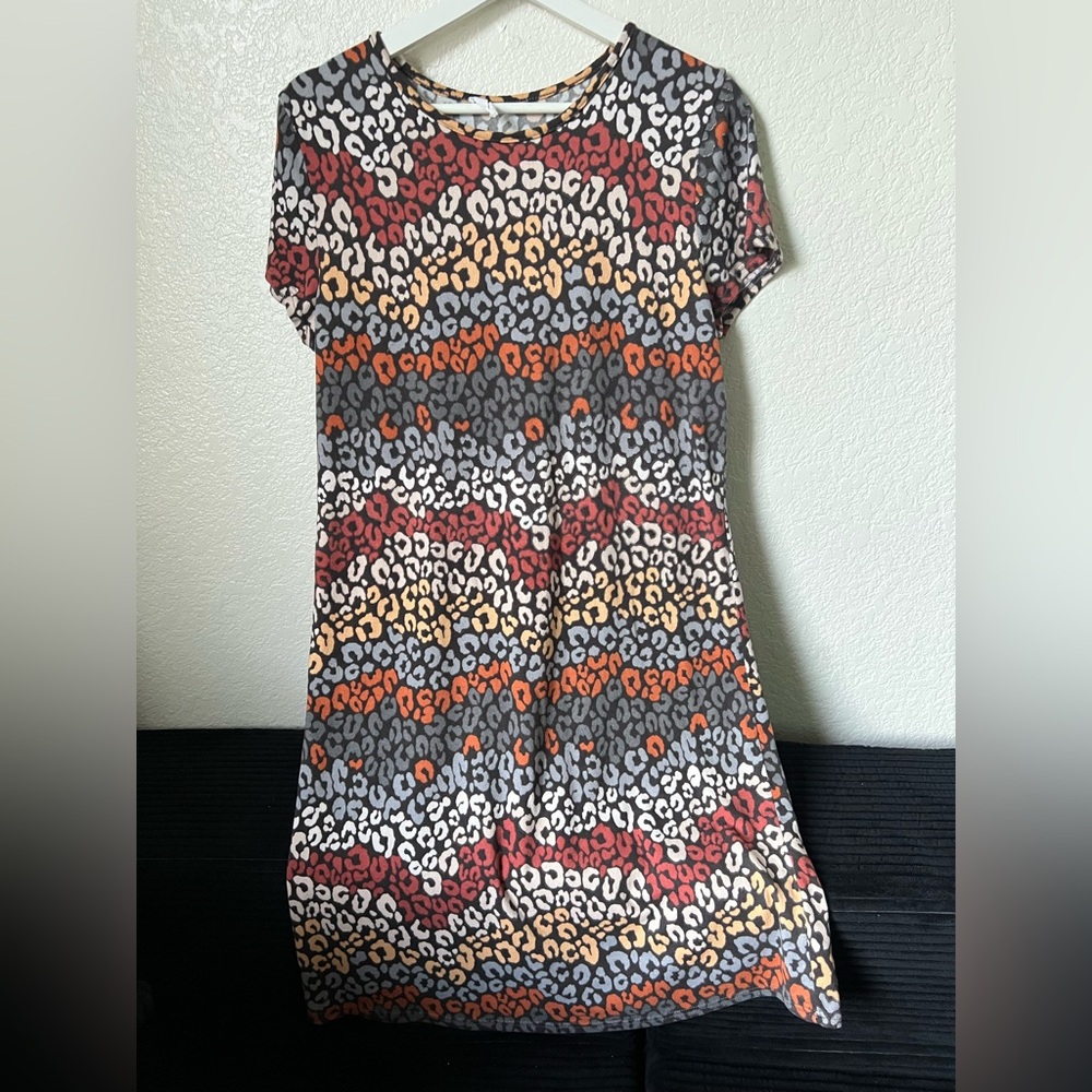 Leopard Print Short Sleeve Dress